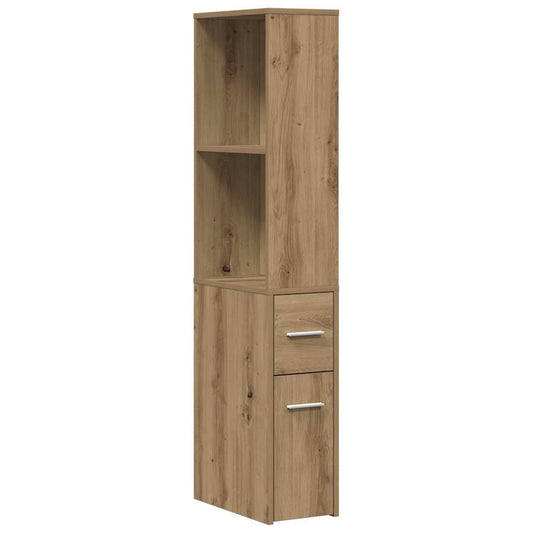 vidaXL Narrow Bathroom Cupboard with Wheels Artisian Oak
