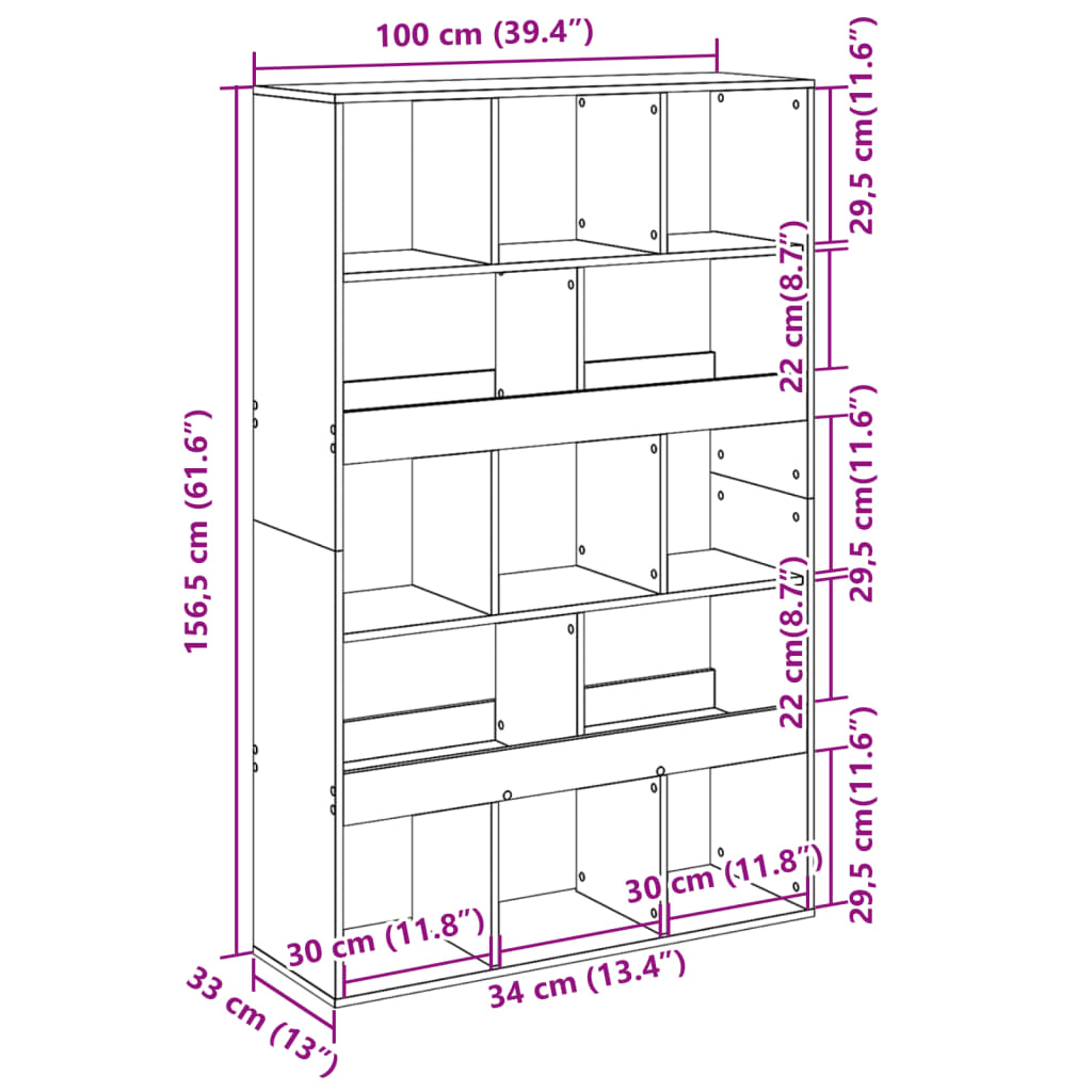 vidaXL Bookcase Concrete Grey 100x33x156,5 cm Engineered Wood