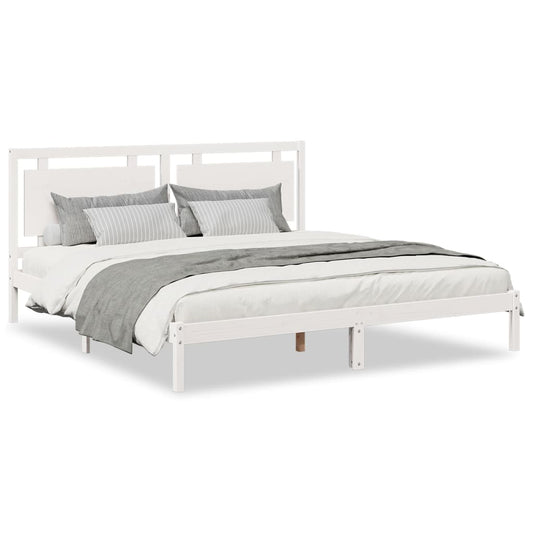 vidaXL Extra Long Bed Frame without Mattress White 200x210 cm Solid Wood