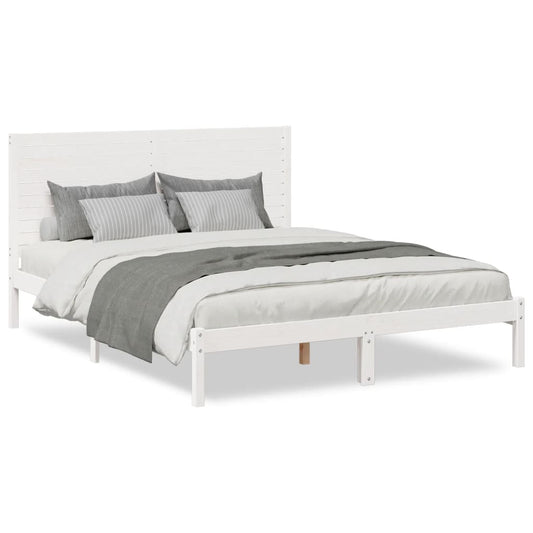 vidaXL Extra Long Bed Frame without Mattress White 140x210 cm Solid Wood