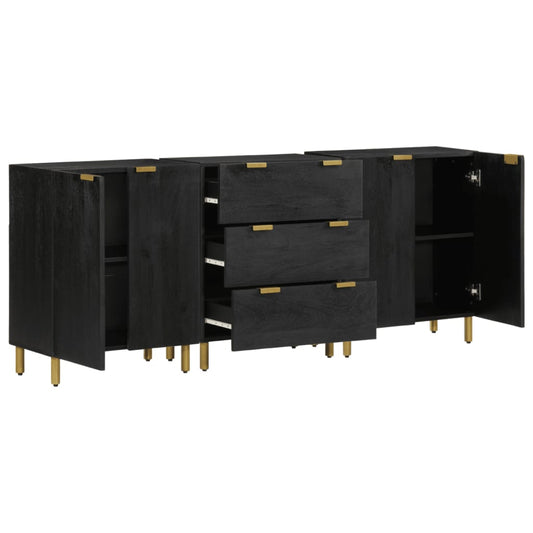 vidaXL 3 Piece Sideboards Black Engineered Wood