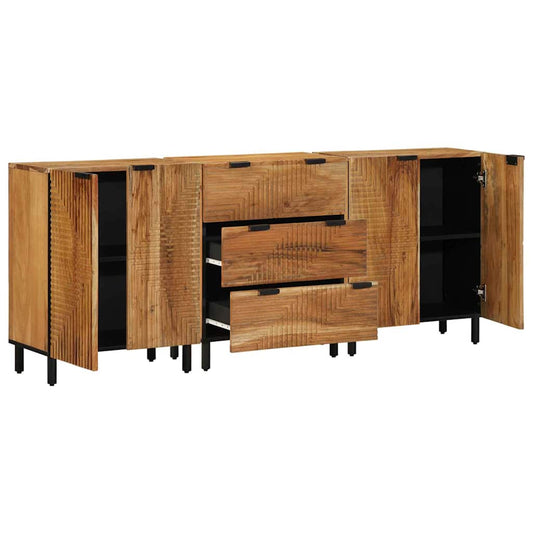 vidaXL Sideboard Set 3 pcs 180 x 33 x 75 cm Solid Acacia Wood