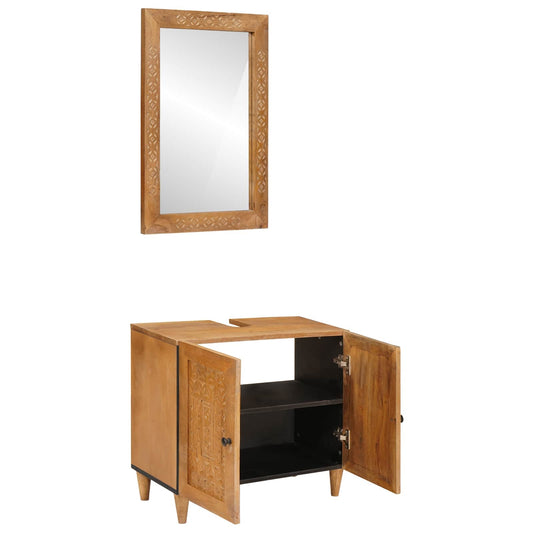 vidaXL Bathroom Furniture Set with Shelf 2 pcs Brown Engineered Wood