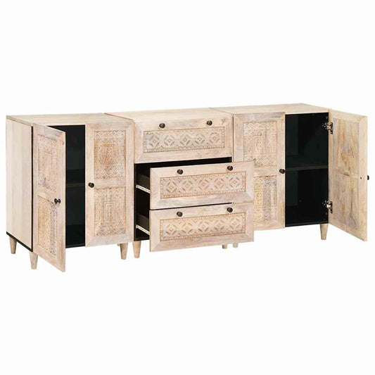 vidaXL Sideboard 3 pcs White 180 x 33.5 x 75 cm Solid mango wood