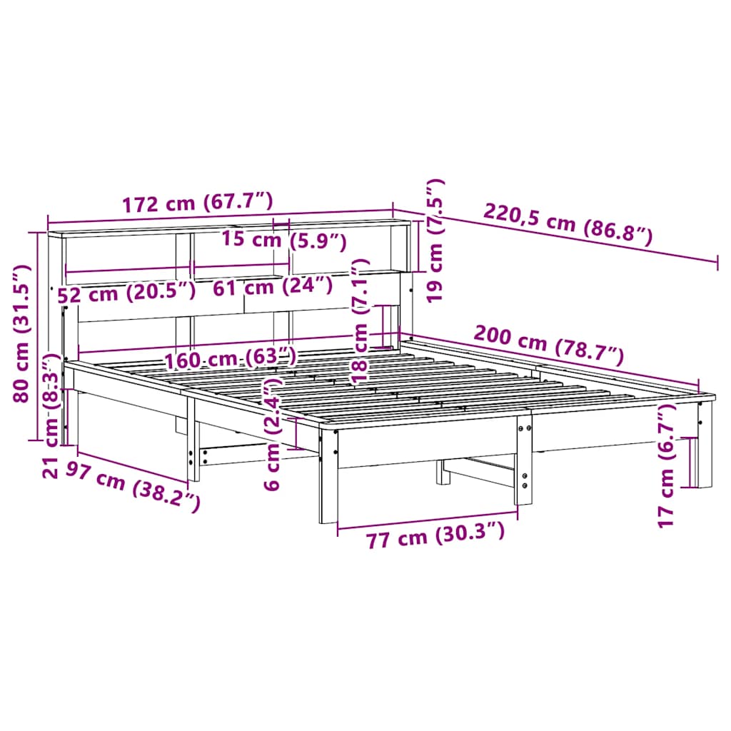 vidaXL Bed Frame without Mattress White 160x200 cm Solid Wood Pine