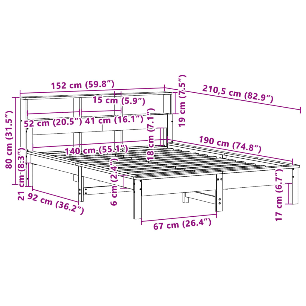 vidaXL Bed Frame without Mattress White 140x190 cm Solid Wood Pine