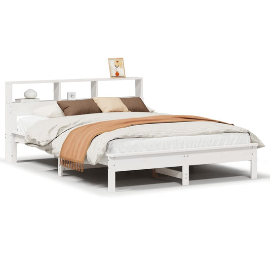 vidaXL Bed Frame without Mattress White 135x190 cm Double Solid Wood Pine
