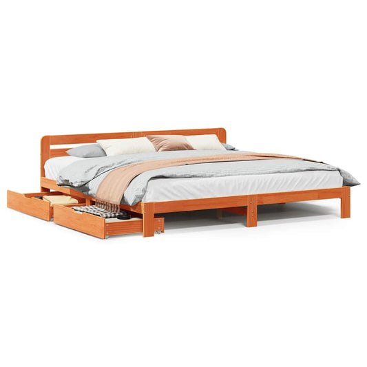 vidaXL Bed Frame without Mattress Wax Brown 200x200 cm Solid Wood Pine