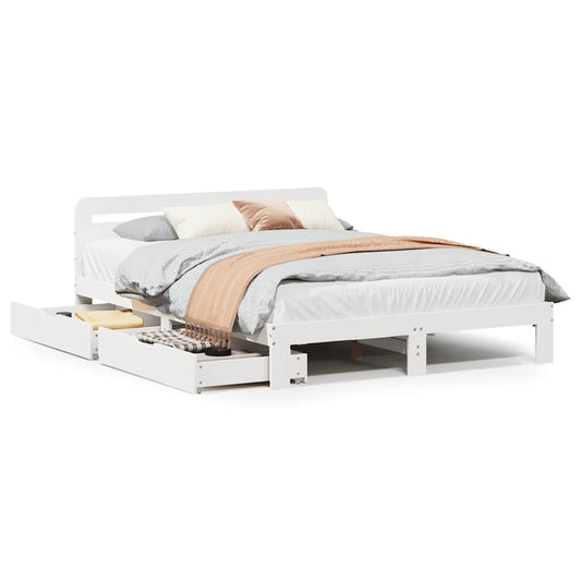 vidaXL Bed Frame without Mattress White 135x190 cm Double Solid Wood Pine