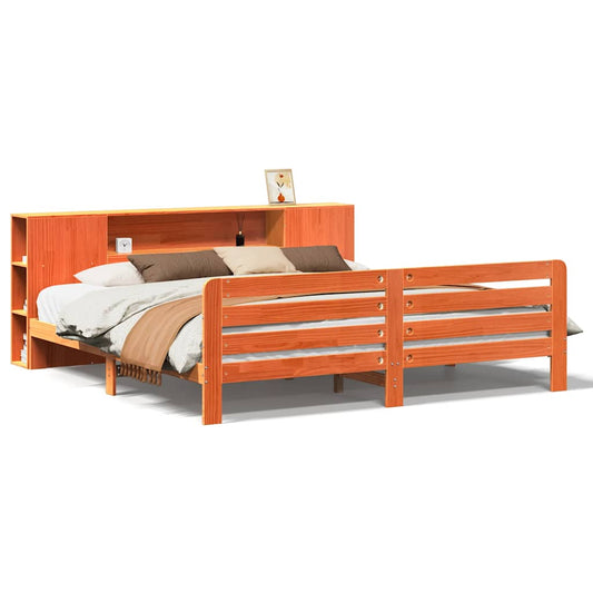 vidaXL Bed Frame without Mattress Wax Brown 200x200 cm Solid Wood Pine