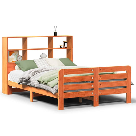 vidaXL Bed Frame without Mattress Wax Brown 135x190 cm Double Solid Wood Pine