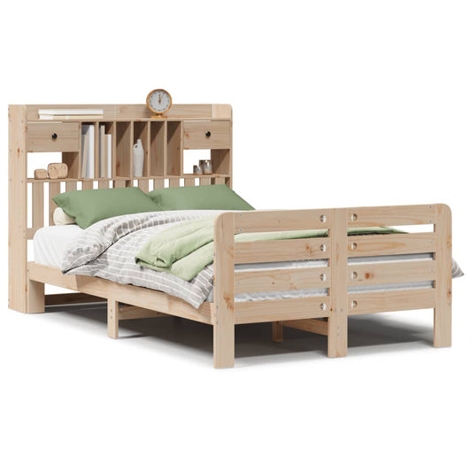vidaXL Bookcase Bed without Mattress 135x190 cm Double Solid Wood Pine