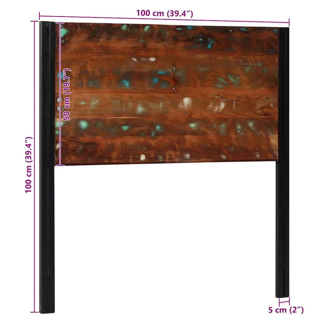 vidaXL Headboard 100 cm Solid Wood Reclaimed and Iron