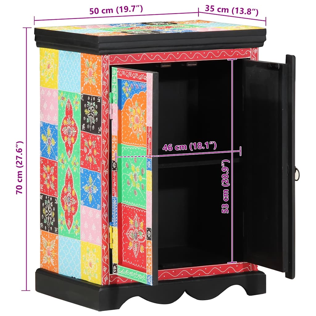 vidaXL Console Table with Shelf with Door Multicolour 50 x 30 x 70 cm