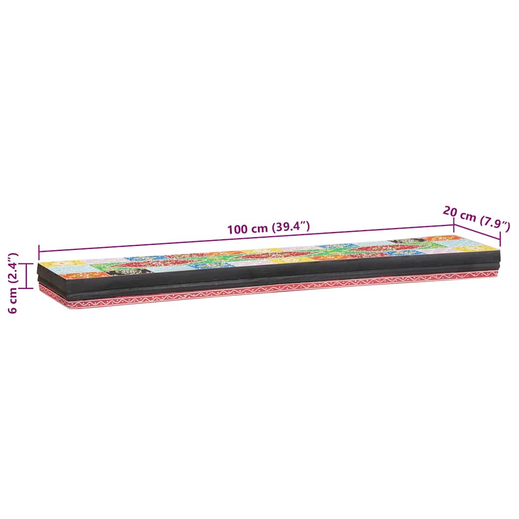 vidaXL Wall Shelves Multicolour 100 x 20 x 6 cm Solid Mango Wood