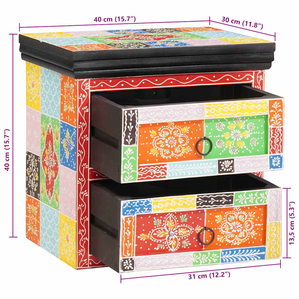 vidaXL Bedside Cabinet with Drawer Multicolour 40 x 30 x 40 cm