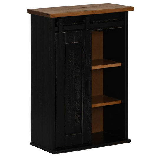 vidaXL Hanging Cabinet HALDEN with Sliding Door Black 49x22,5x70 cm Pine
