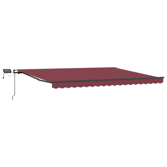 vidaXL Manual Retractable Awning with LEDs Burgundy 400x300 cm