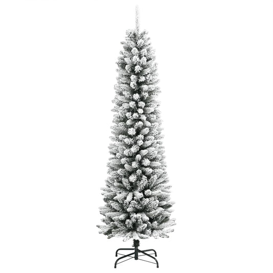vidaXL Artificial Slim Christmas Tree with Flocked Snow 240 cm PVC&PE