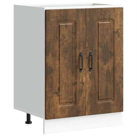 vidaXL Sink Base Cabinet "Kalmar" Smoked Oak 60x46x81,5 cm Engineered Wood