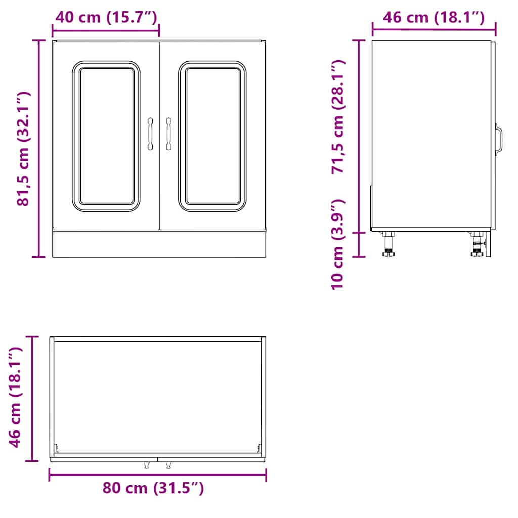 vidaXL Sink Base Cabinet Kalmar Grey Sonoma 80x46x81.5 cm Engineered Wood