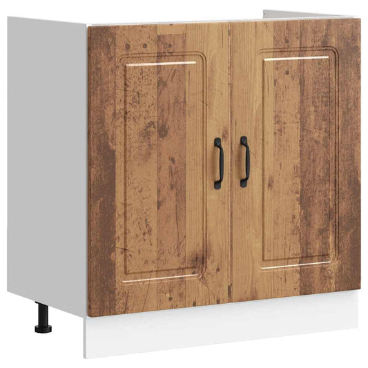 vidaXL Sink Base Cabinet "Kalmar" Old Wood 80x46x81,5 cm Engineered Wood
