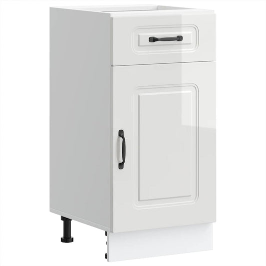 vidaXL Kitchen Base Cabinet "Kalmar" High Gloss White Engineered Wood