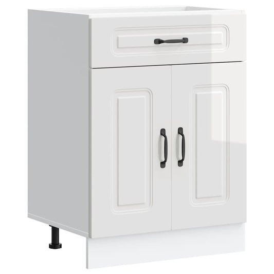 vidaXL Kitchen Base Cabinet "Kalmar" High Gloss White Engineered Wood