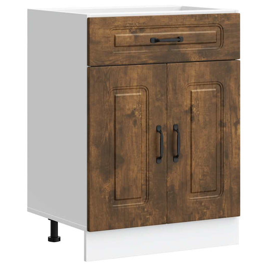 vidaXL Kitchen Base Cabinet "Kalmar" Smoked Oak Engineered Wood