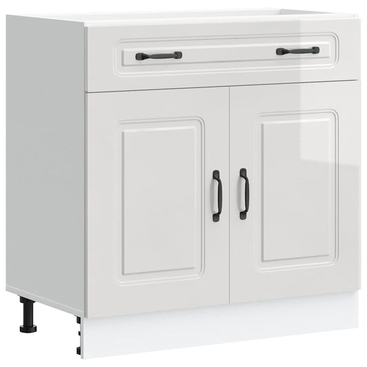 vidaXL Kitchen Base Cabinet "Kalmar" High Gloss White Engineered Wood