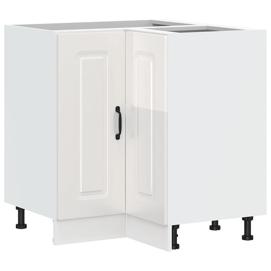 vidaXL Kitchen Corner Base Cabinet "Kalmar" High Gloss White Engineered Wood
