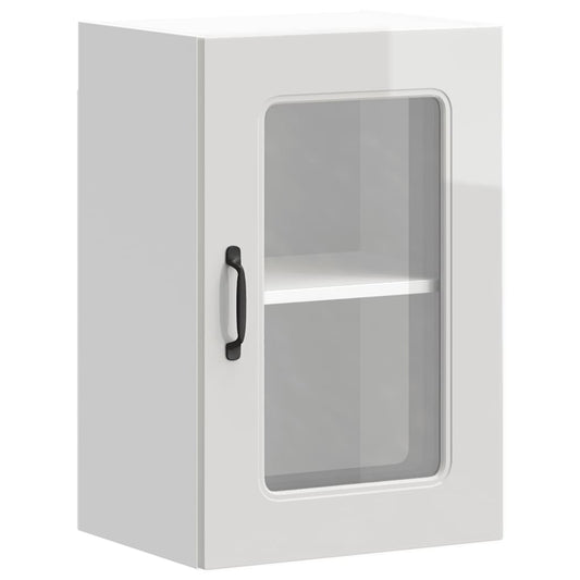 vidaXL Kitchen Wall Cabinet with Glass Door "Kalmar" High Gloss White Engineered Wood