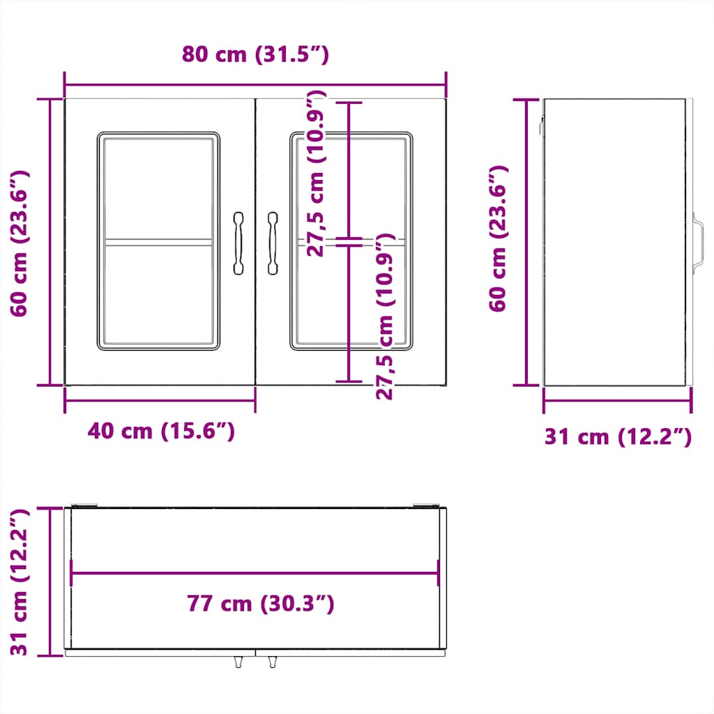 vidaXL Kitchen Wall Cabinet with Glass Door Kalmar White Engineered Wood