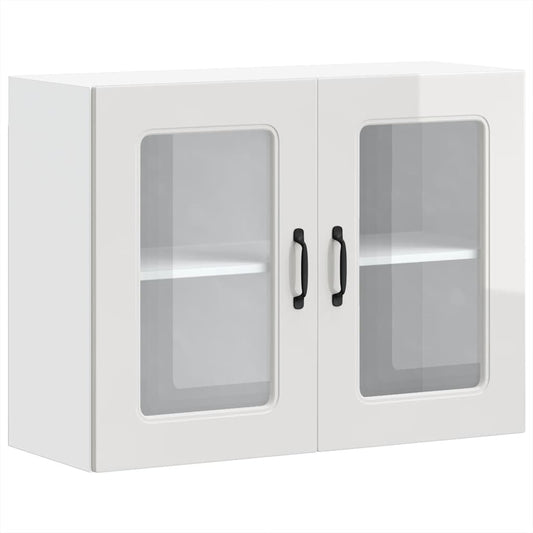 vidaXL Kitchen Wall Cabinet with Glass Door "Kalmar" High Gloss White Engineered Wood