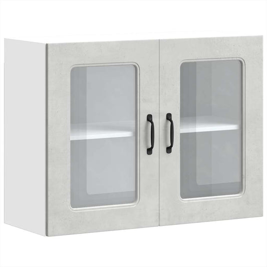 vidaXL Kitchen Wall Cabinet with Glass Door "Kalmar" Concrete Grey Engineered Wood