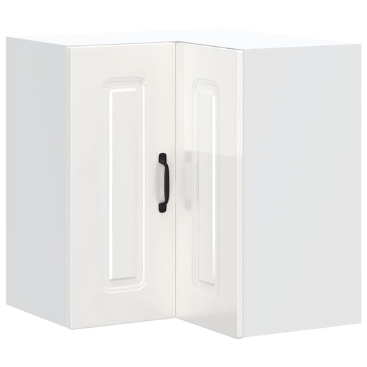 vidaXL Kitchen Wall Corner Cabinet "Kalmar" High Gloss White Engineered Wood