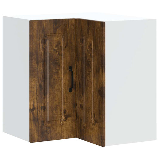 vidaXL Kitchen Wall Corner Cabinet "Kalmar" Smoked Oak Engineered Wood
