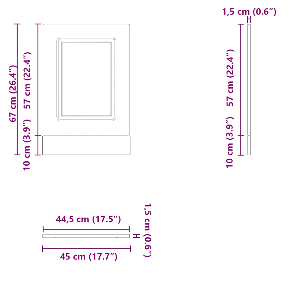vidaXL Dishwasher Panel Kalmar Old Wood 45x1.5x57 cm Engineered Wood