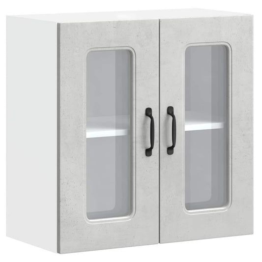 vidaXL Kitchen Wall Cabinet with Glass Door "Kalmar" Concrete Grey Engineered Wood