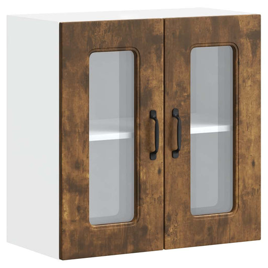 vidaXL Kitchen Wall Cabinet with Glass Door "Kalmar" Smoked Oak Engineered Wood