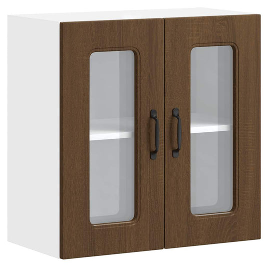 vidaXL Kitchen Wall Cabinet with Glass Door "Kalmar" Brown Oak Engineered Wood