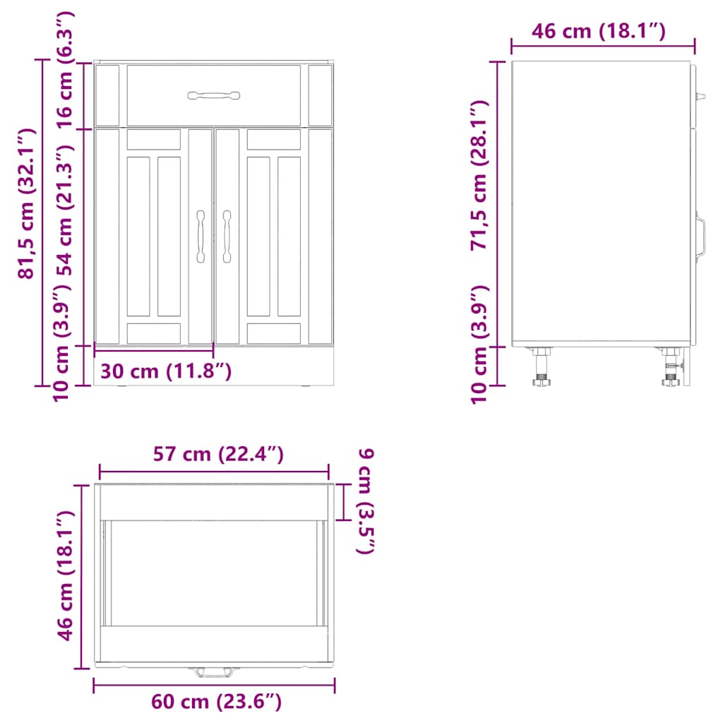 vidaXL Kitchen Base Cabinet Lucca High Gloss White Engineered Wood