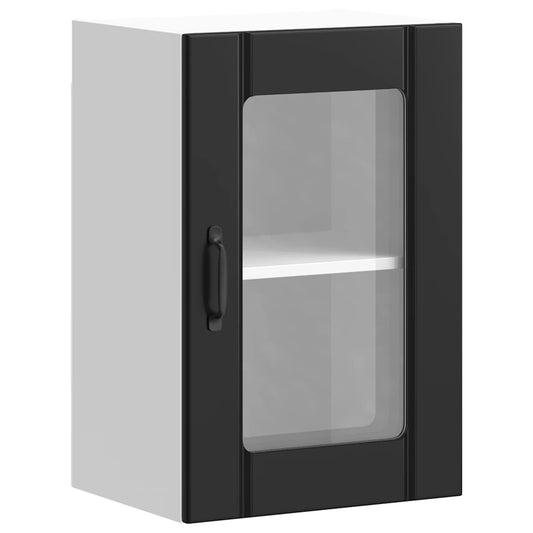 vidaXL Kitchen Wall Cabinet with Glass Door "Lucca" Black