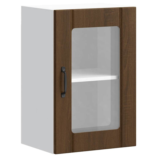vidaXL Kitchen Wall Cabinet with Glass Door "Lucca" Brown Oak