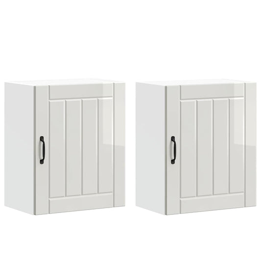 vidaXL Kitchen Wall Cabinets 2 pcs Lucca High Gloss White Engineered Wood