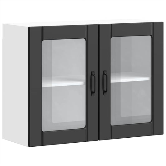 vidaXL Kitchen Wall Cabinet with Glass Door "Lucca" Black Engineered Wood