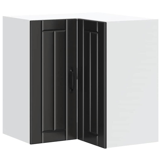 vidaXL Kitchen Wall Corner Cabinet "Lucca" Black Engineered Wood