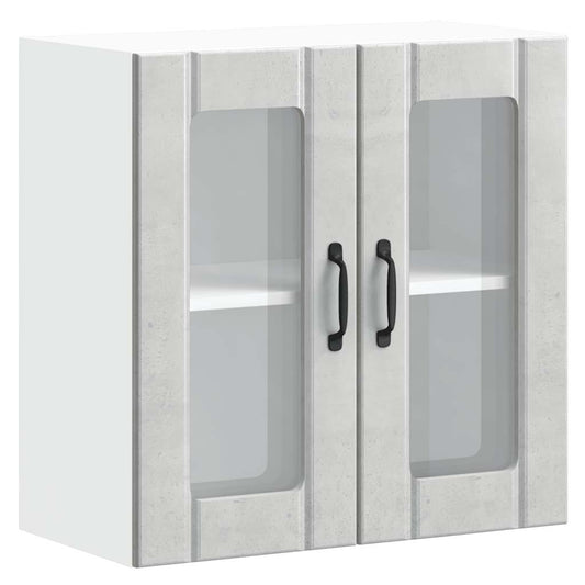 vidaXL Kitchen Wall Cabinet with Glass Door "Lucca" Concrete Grey Engineered Wood