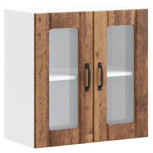 vidaXL Kitchen Wall Cabinet with Glass Door "Lucca" Old Wood Engineered Wood