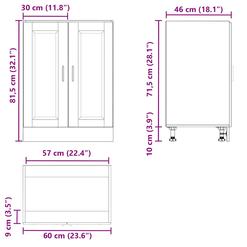 vidaXL Kitchen Base Cabinet Porto Old Wood Engineered Wood